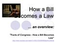 How a Bill Becomes a Law … an overview: “ Facts of Congress - How a Bill Becomes Law”