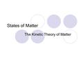 States of Matter The Kinetic Theory of Matter. 4 STATES OF MATTER…. maybe more…!!!