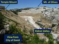 View from City of David Mt. of Olives Kidron Valley Temple Mount.