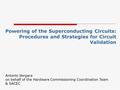 Powering of the Superconducting Circuits: Procedures and Strategies for Circuit Validation Antonio Vergara on behalf of the Hardware Commissioning Coordination.