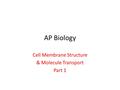 AP Biology Cell Membrane Structure & Molecule Transport Part 1.