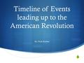  Timeline of Events leading up to the American Revolution By: Nick Richter.