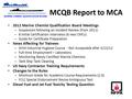 MCQB Report to MCA 2012 Marine Chemist Qualification Board Meetings – Suspension following an Incident Review (from 2011) – 8 Initial Certification Interviews.