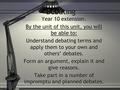 Debating Year 10 extension. By the unit of this unit, you will be able to: Understand debating terms and apply them to your own and others’ debates. Form.