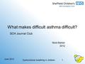 What makes difficult asthma difficult? SCH Journal Club Nicki Barker 2012 June 2012 Dysfunctional breathing in children1.