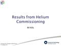 Hydrogen Pre-Operation Safety Review 4 th October 2011 Results from Helium Commissioning M Hills.