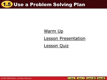 Use a Problem Solving Plan