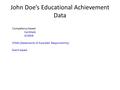 John Doe’s Educational Achievement Data Competency based CanMeds ACGME STARs (Statements of Awarded Responsibility) Event based.