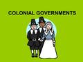 COLONIAL GOVERNMENTS. FIRST AMERICAN CONSTITUION Representative Assembly Elected Reps from town made laws Popular elections for governors and judges THE.