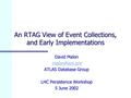 An RTAG View of Event Collections, and Early Implementations David Malon ATLAS Database Group LHC Persistence Workshop 5 June 2002.