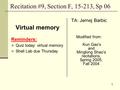 1 Recitation #9, Section F, 15-213, Sp 06 Virtual memory Reminders: Quiz today: virtual memory Shell Lab due Thursday TA: Jernej Barbic Modified from: