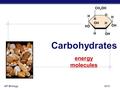 AP Biology 2015 OH H H HO CH 2 OH H H H OH O Carbohydrates energy molecules.