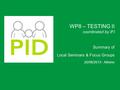 Summary of Local Seminars & Focus Groups 20/06/2013 - Athens WP8 – TESTING II coordinated by IFI.