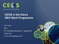 CEO Team SEO SIT Technical Workshop 25 – Agenda #16 EUMETSAT 17 th to 18 th September 2015 Committee on Earth Observation Satellites CEOS in the future.