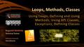 Loops, Methods, Classes Using Loops, Defining and Using Methods, Using API Classes, Exceptions, Defining Classes Bogomil Dimitrov Technical Trainer Software.