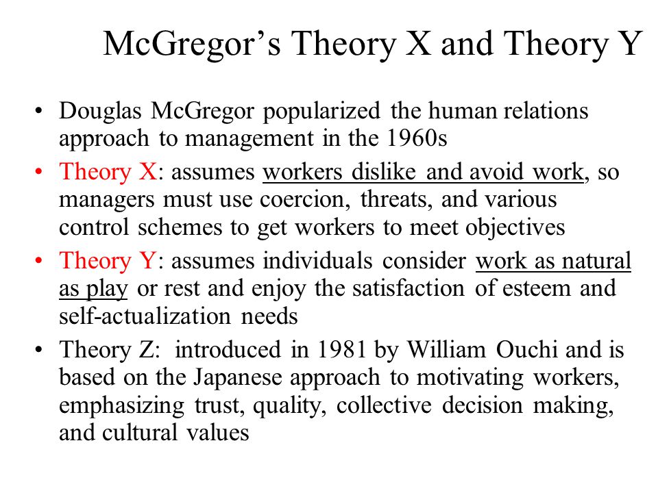 mcgregor theory x and y pdf