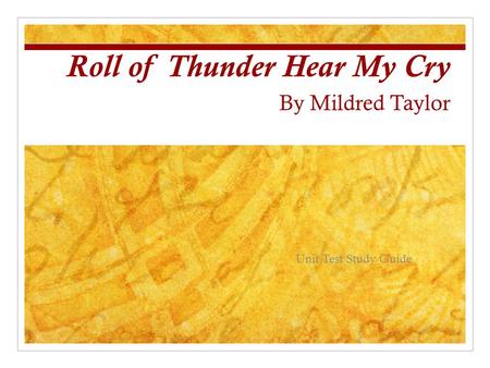 Roll Of Thunder Hear My Cry Symbolism Chart