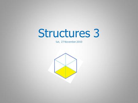 Structures 3 Sat, 27 November 2010. 9:30 - 11:00 Straight line graphs and solving linear equations graphically 11:30 - 13:00 Solving simultaneous equations: