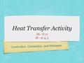 Conduction, Convection, and Radiation Heat Transfer Activity PS - F-17 SI - A-3, 5.