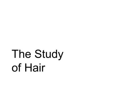The Study of Hair. Objectives The student will be able to: Identify the various parts of a hair. Describe variations in the structure of the medulla,