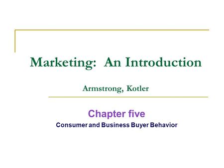 Marketing: An Introduction Armstrong, Kotler