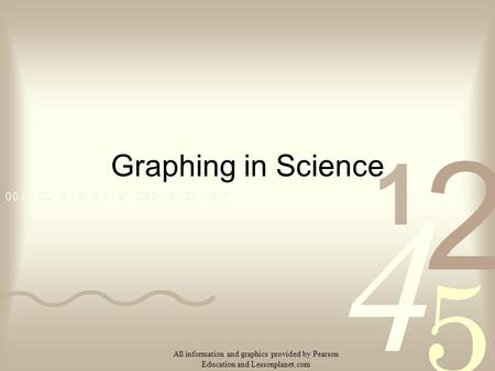 Graphing in Science All information and graphics provided by Pearson Education and Lessonplanet.com.