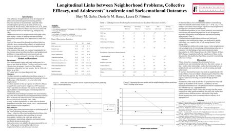 Longitudinal Links between Neighborhood Problems, Collective Efficacy, and Adolescents’ Academic and Socioemotional Outcomes Shay M. Galto, Danielle M.