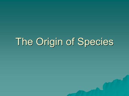 The Origin of Species.  Two basic patterns of evolutionary change can be distinguished –Anagenesis –Cladogenesis.