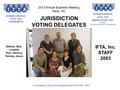 JURISDICTION VOTING DELEGATES Celebrating 30 Years of Cooperation and Trust 1983 - 2013 2013 Annual Business Meeting Reno, NV IFTA, Inc. STAFF 2003 Debbie,