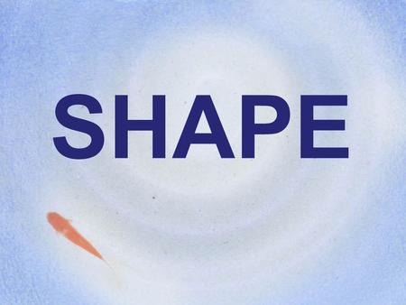 SHAPE. Shape A shape is a 2-Dimensional area defined in some way. You can either draw the outline of the area You can also fill in the area with color.