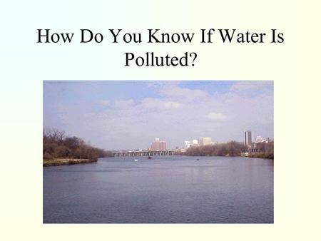 How Do You Know If Water Is Polluted?.  Did You Know? Streams and rivers serve as drinking water supplies, recreational areas,