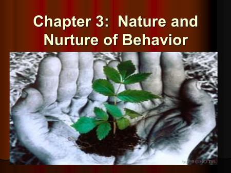 Chapter 3: Nature and Nurture of Behavior. Genetic Ingredients Chromosomes Chromosomes threadlike structures made of DNA that contain the genes threadlike.