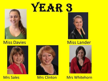 Year 3 Miss Davies Miss Lander Mrs Sales Mrs Clinton Mrs Whitehorn.