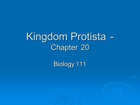 Kingdom Protista- Chapter 20 Biology 111. Protists  Protists are single celled eukaryotes. A few forms are multi-cellular.  Heterotrophic or autotrophic.