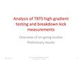 Analysis of TBTS high-gradient testing and breakdown kick measurements Overview of on-going studies Preliminary results 2012 Feb. 291 RF structure development.