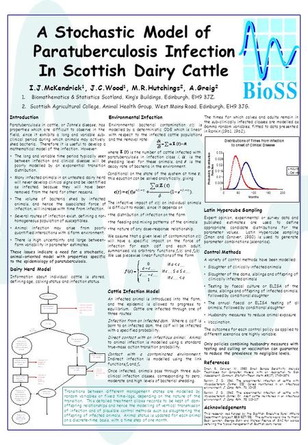 A Stochastic Model of Paratuberculosis Infection In Scottish Dairy Cattle I.J.McKendrick 1, J.C.Wood 1, M.R.Hutchings 2, A.Greig 2 1. Biomathematics &