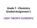 Grade 7 - Chemistry Graded Assignment 1 FIRST TWENTY ELEMENTS.