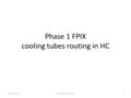 Phase 1 FPIX cooling tubes routing in HC Kirk Arndt - Purdue124 April 2012.