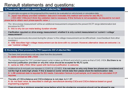 Renault statements and questions: Page 1 05.03.2014Autor/Abt.: ACEA WLTP EV Group /Samarendra Tripathy 1] Phase specific calculation (appendix YYY of attached.
