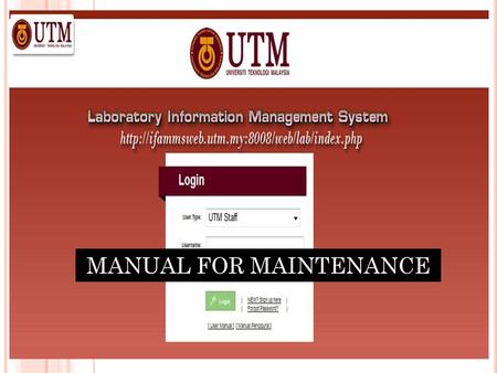 MANUAL FOR MAINTENANCE. 1.Click Menu maintenance 2.Create new complaint.