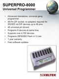 SUPERPRO-8000 Universal Programmer Advanced standalone, universal gang programmer 48-Pin ZIF socket, no adapters required for 300/600 mil DIP devices up.