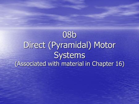 08b Direct (Pyramidal) Motor Systems (Associated with material in Chapter 16) 08b Direct (Pyramidal) Motor Systems (Associated with material in Chapter.