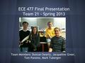 ECE 477 Final Presentation Team 21 - Spring 2013 Team Members: Duncan Swartz, Jacqueline Greer, Tom Pansino, Mark Tubergen.