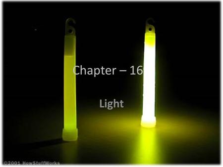 Chapter – 16 Light. Electromagnetic radiation – energy carried through space in the form of waves.