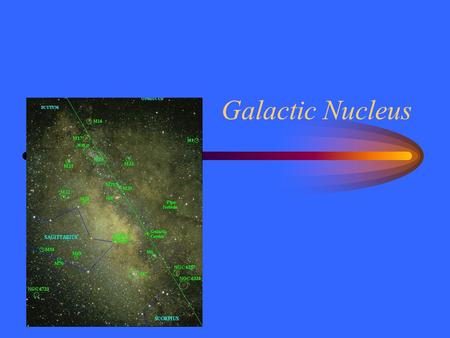 Galactic Nucleus. Mass of the Galaxy The orbit of clusters can be used to estimate the mass of the galaxy. –Same used for planets and binary stars The.
