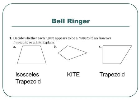 Bell Ringer Isosceles Trapezoid KITETrapezoid. sometimes always never always.