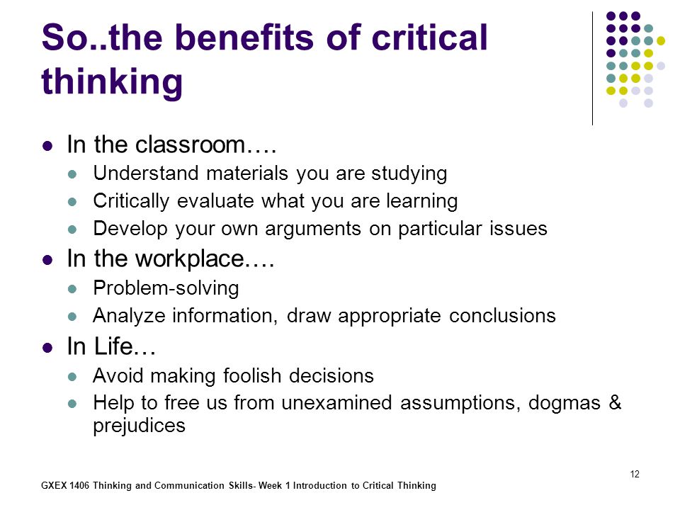 benefit of critical thinking