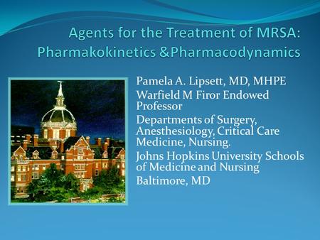 Agents for the Treatment of MRSA: Pharmakokinetics &Pharmacodynamics