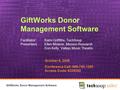 GiftWorks Donor Management Software October 8, 2008 Conference Call: 866-740-1260 Access Code: 6339392 GiftWorks Donor Management Software Facilitator: