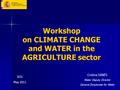 Workshop on CLIMATE CHANGE and WATER in the AGRICULTURE sector Cristina DANÉS Water Deputy Director General Directorate for Water SCG May 2011.
